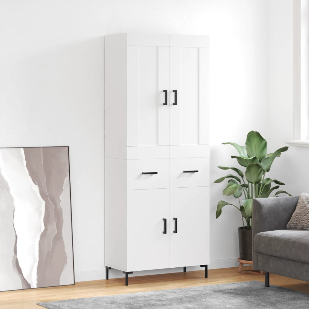 Highboard White 69,5x34x180 cm Engineered Wood