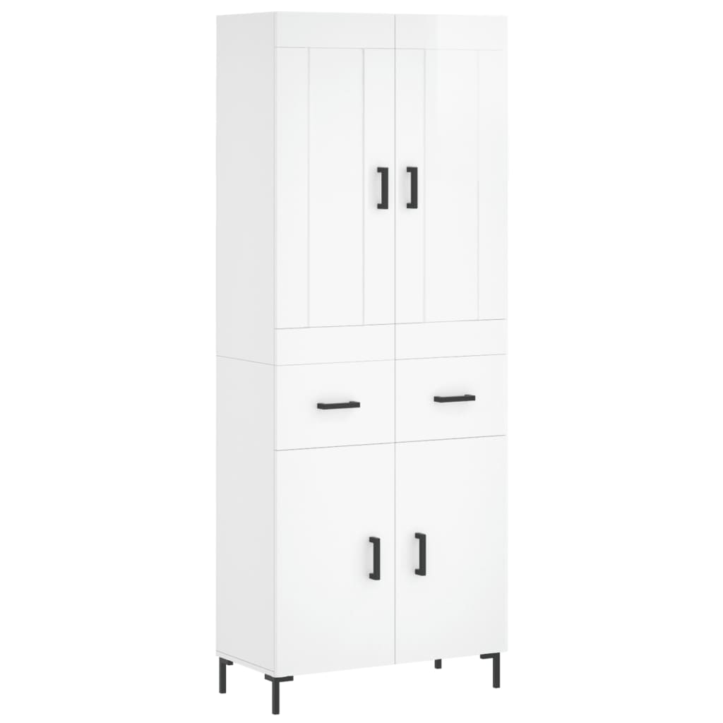 vidaXL Highboard High Gloss White 69.5x34x180 cm Engineered Wood