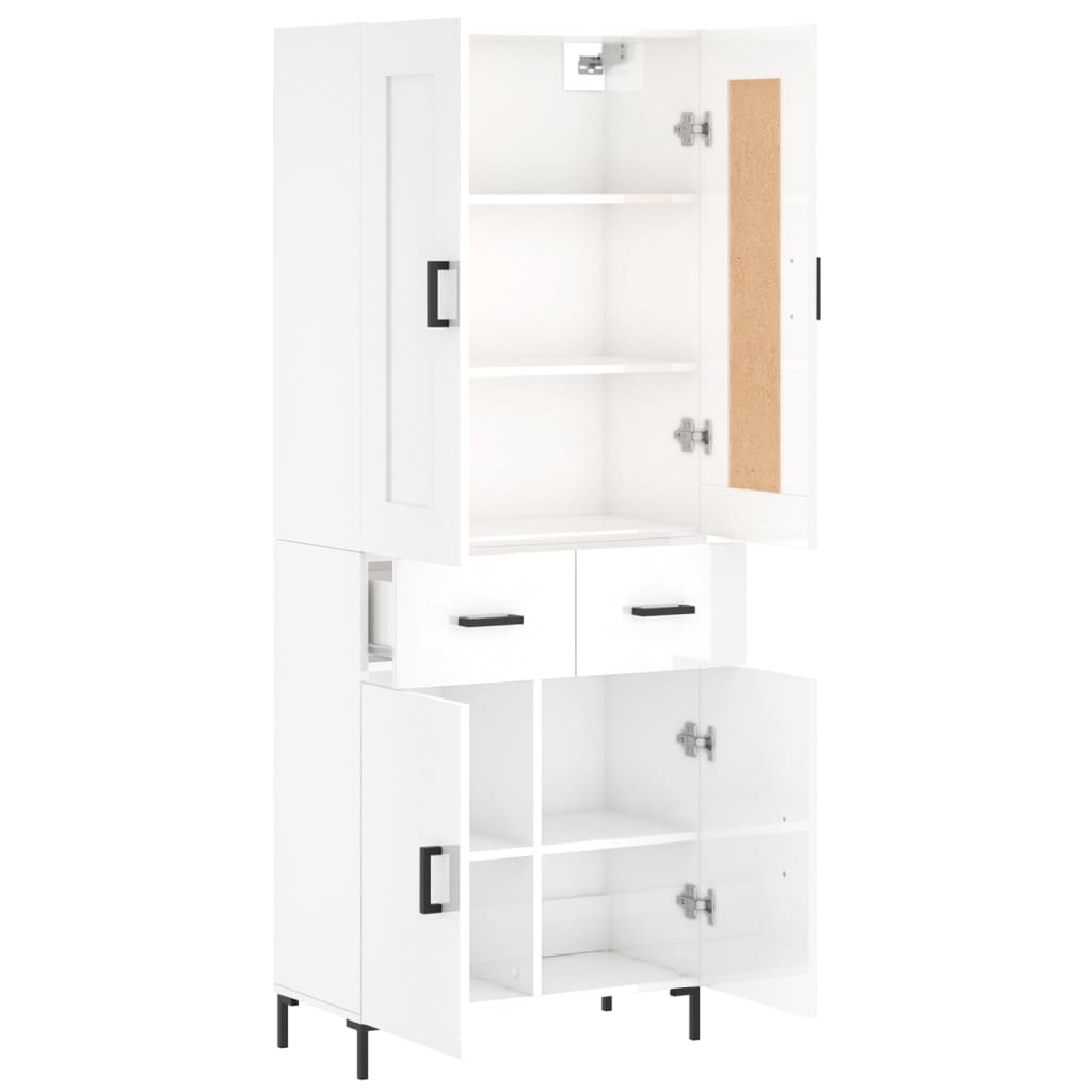 vidaXL Highboard High Gloss White 69.5x34x180 cm Engineered Wood