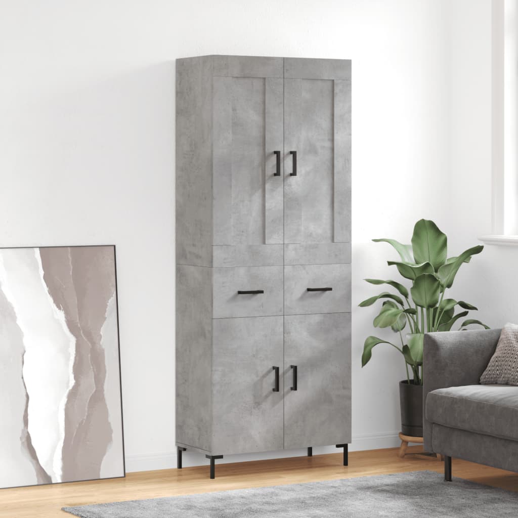 Highboard Concrete Grey 69.5x34x180 cm Engineered Wood
