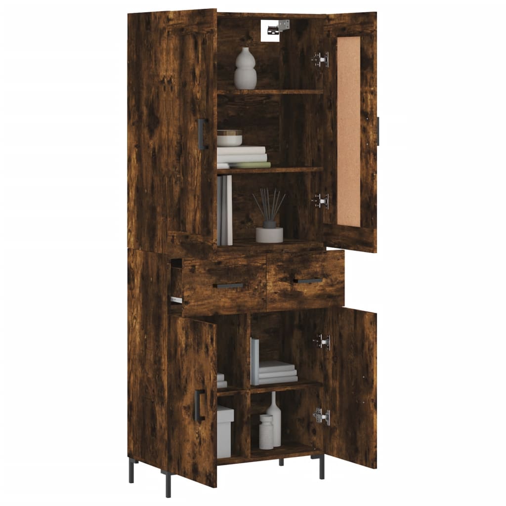 Highboard Smoked Oak 69.5x34x180 cm Engineered Wood