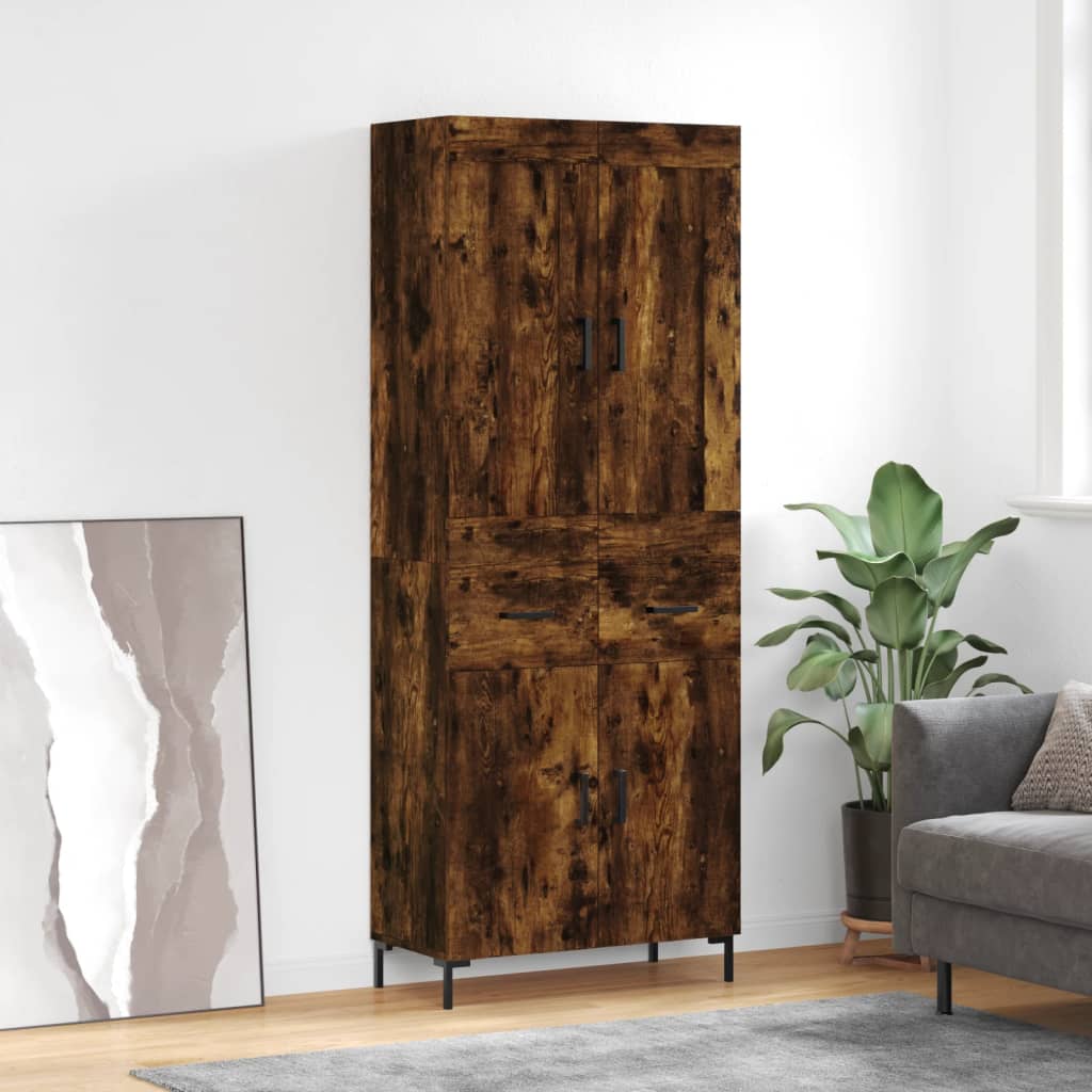 Highboard Smoked Oak 69,5x34x180 cm Engineered Wood