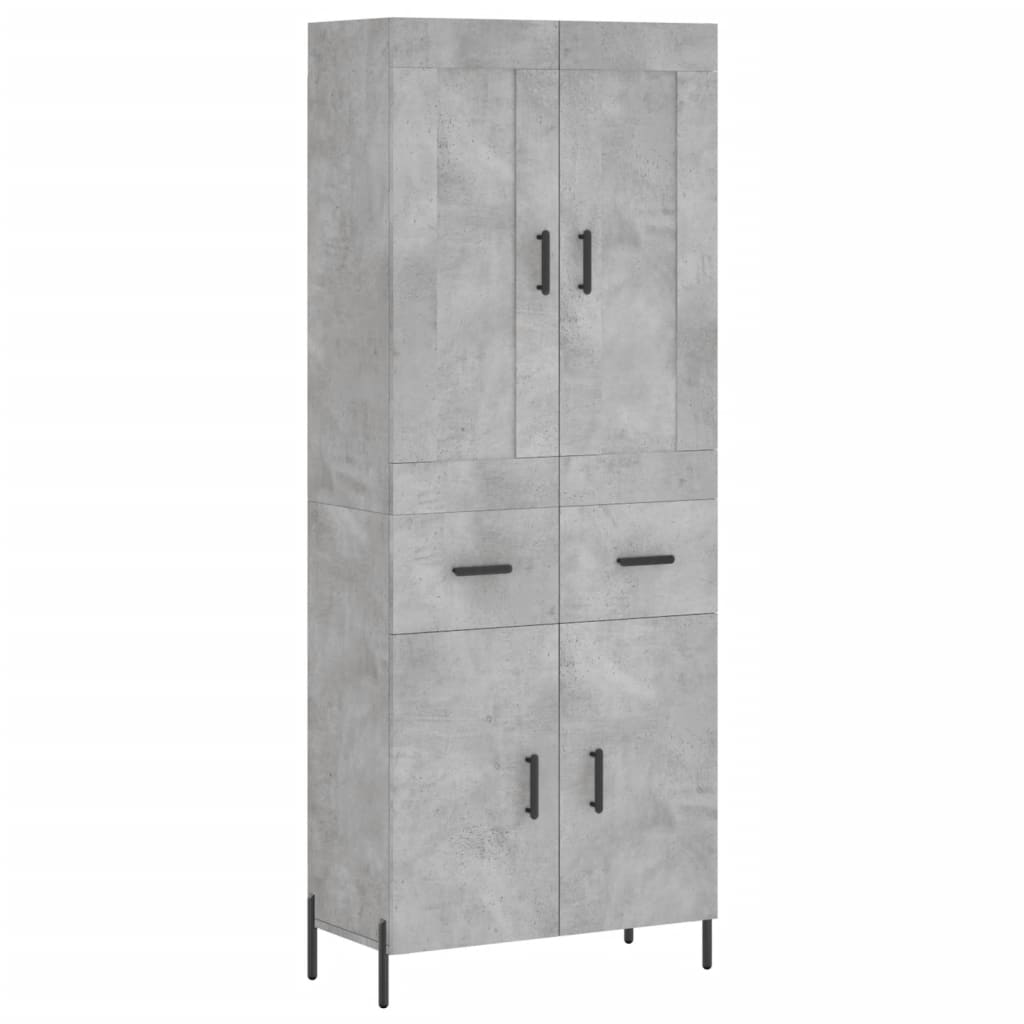 vidaXL Highboard Concrete Grey 69.5x34x180 cm Engineered Wood