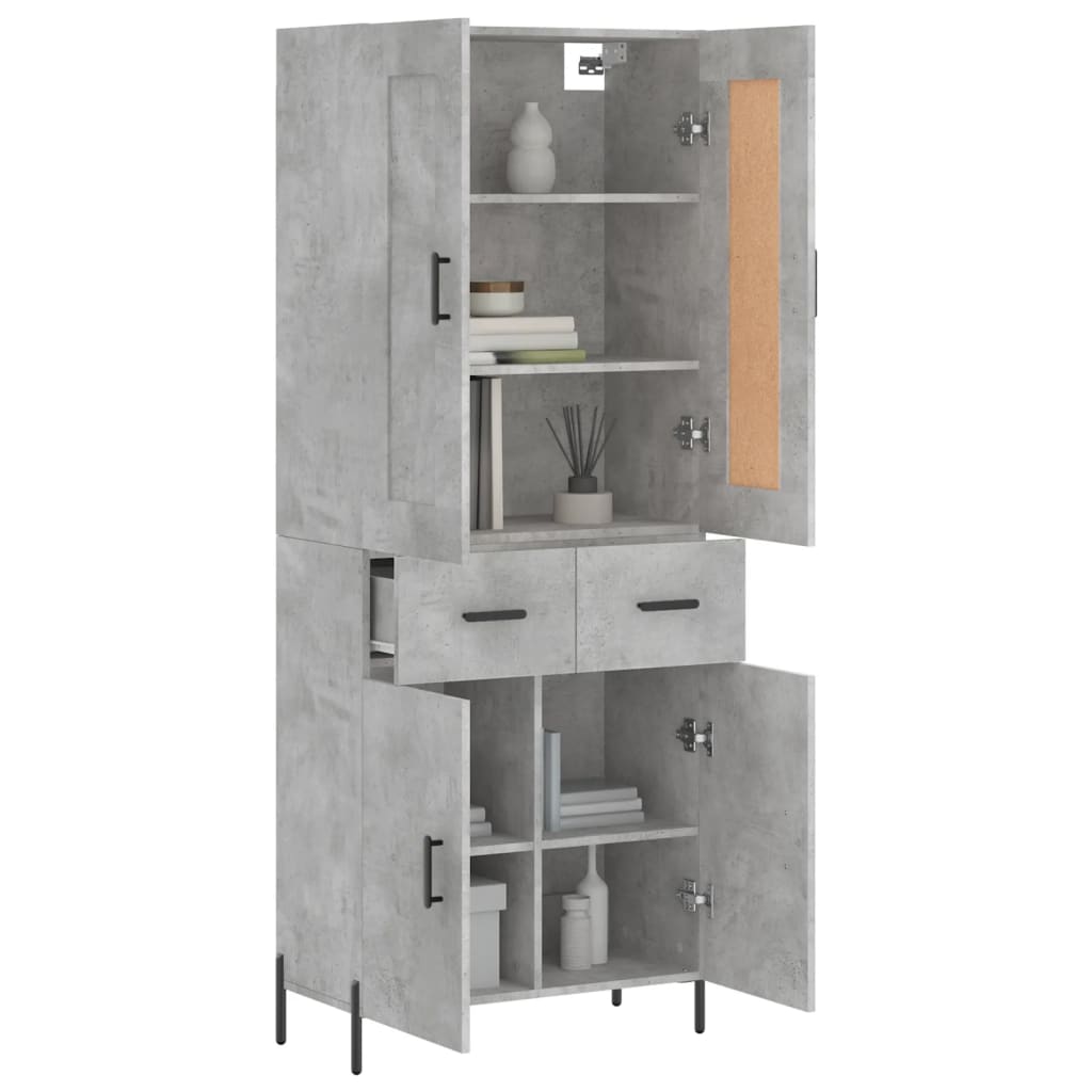 vidaXL Highboard Concrete Grey 69.5x34x180 cm Engineered Wood