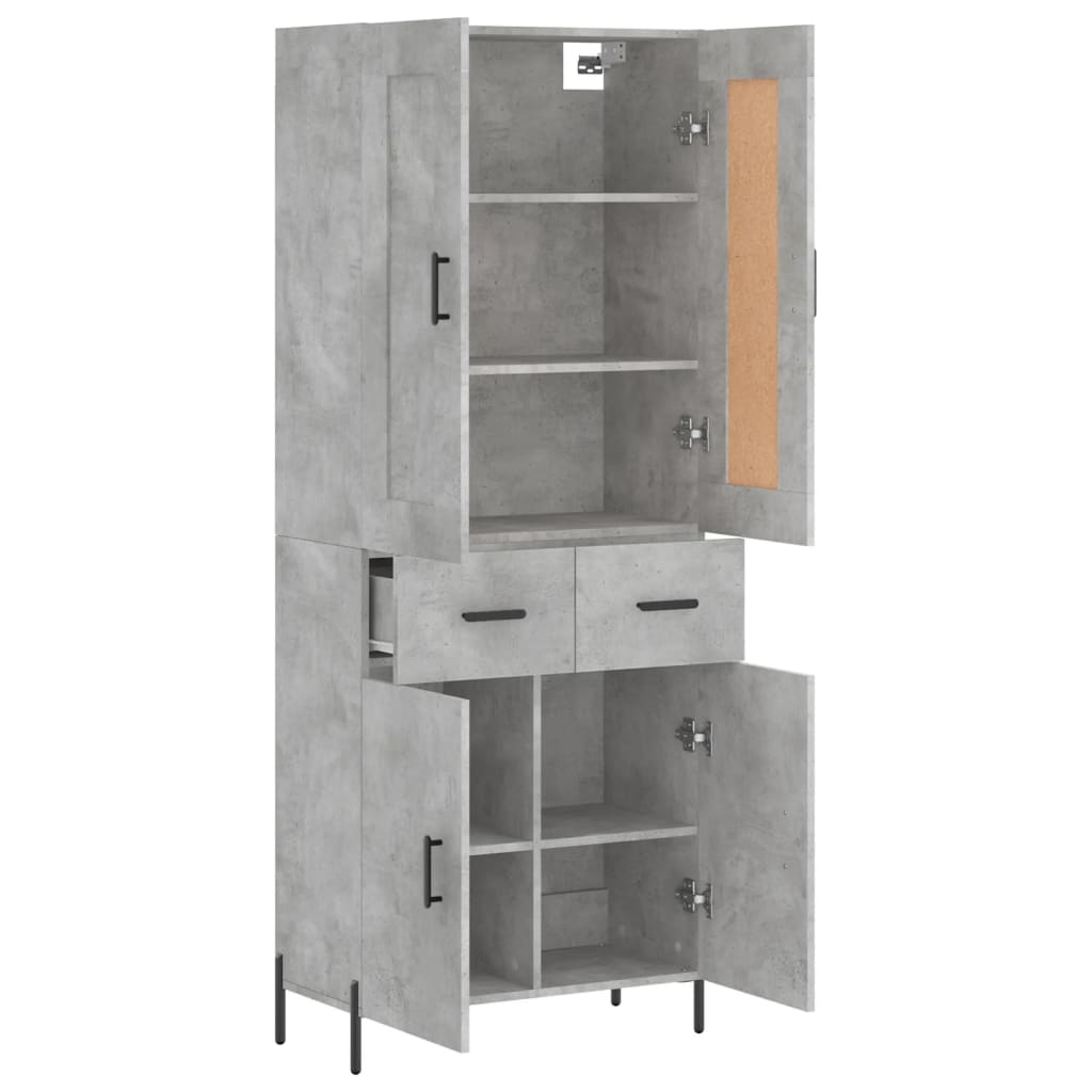 vidaXL Highboard Concrete Grey 69.5x34x180 cm Engineered Wood