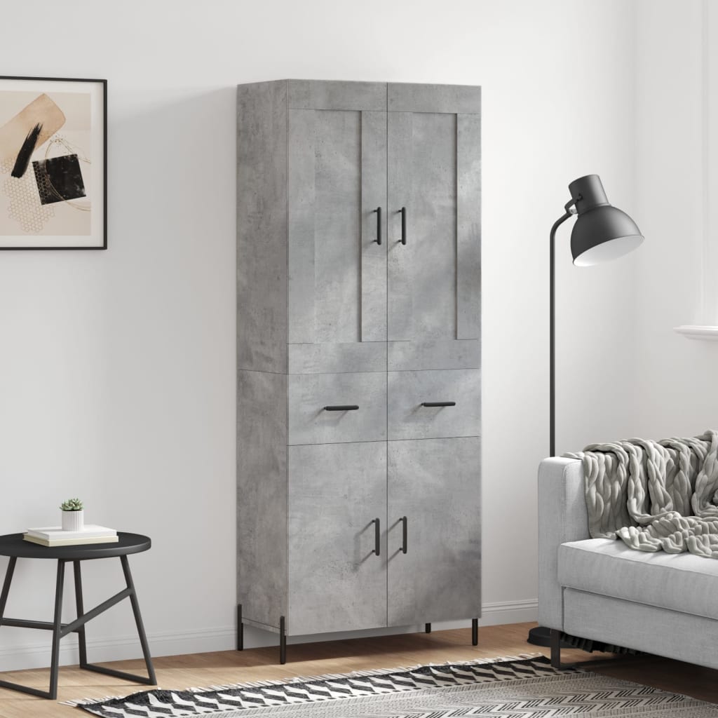 vidaXL Highboard Concrete Grey 69.5x34x180 cm Engineered Wood