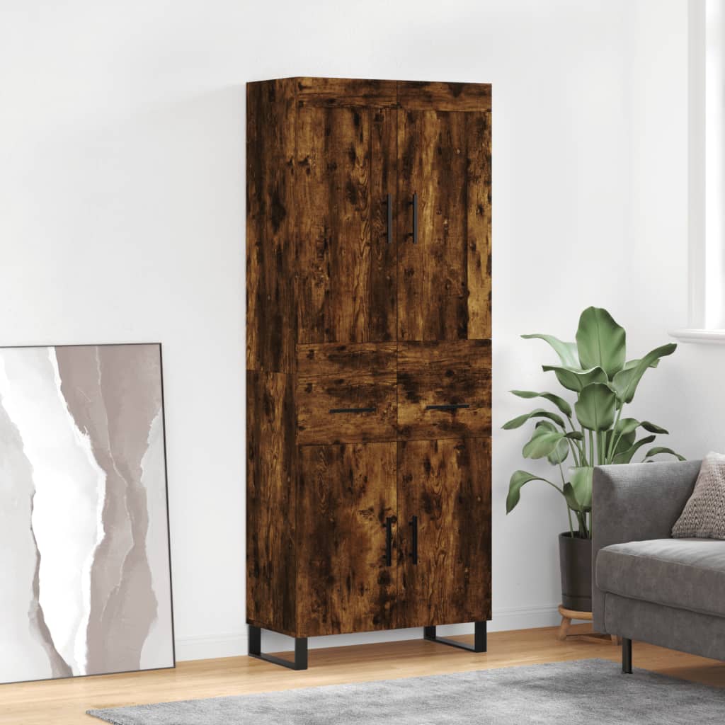 vidaXL Highboard Smoked Oak 69.5x34x180 cm Engineered Wood