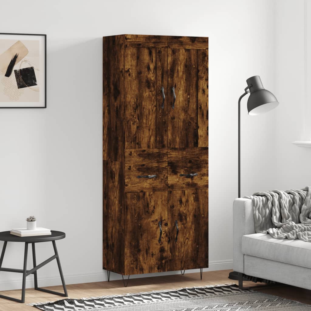 Highboard Smoked Oak 69.5x34x180 cm Engineered Wood