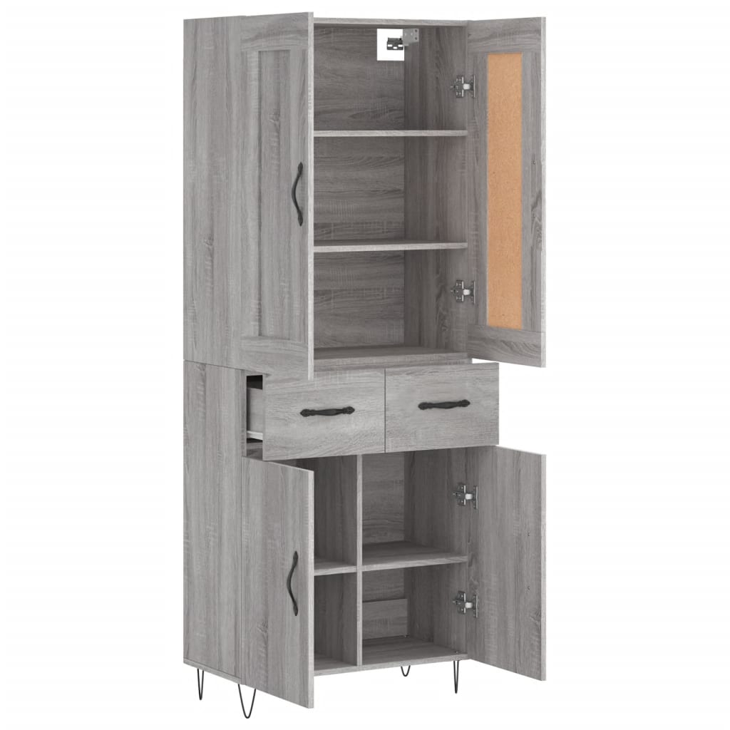 Highboard Grey Sonoma 69,5x34x180 cm Engineered Wood