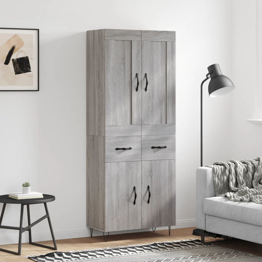 Highboard Grey Sonoma 69,5x34x180 cm Engineered Wood