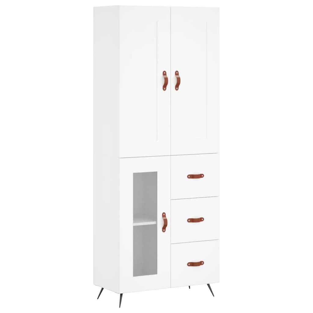 Highboard White 69,5x34x180 cm Engineered Wood