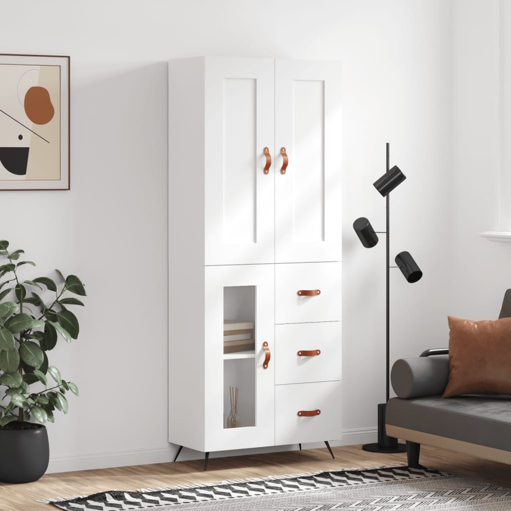 Highboard White 69,5x34x180 cm Engineered Wood