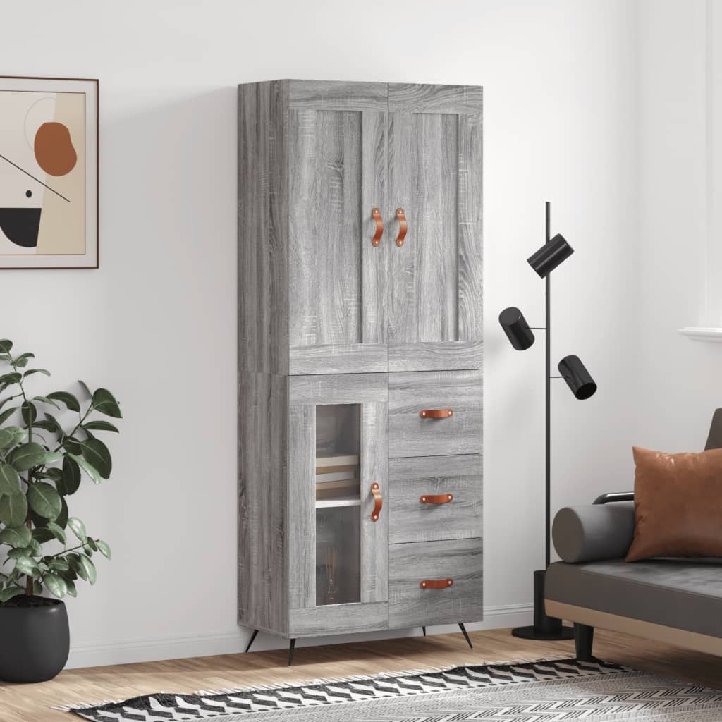 Highboard Grey Sonoma 69,5x34x180 cm Engineered Wood
