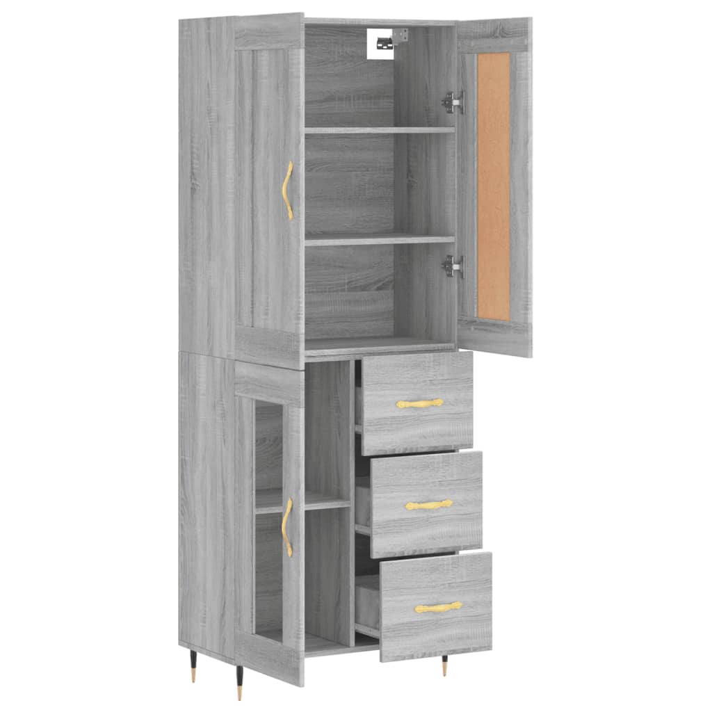 Highboard Grey Sonoma 69,5x34x180 cm Engineered Wood