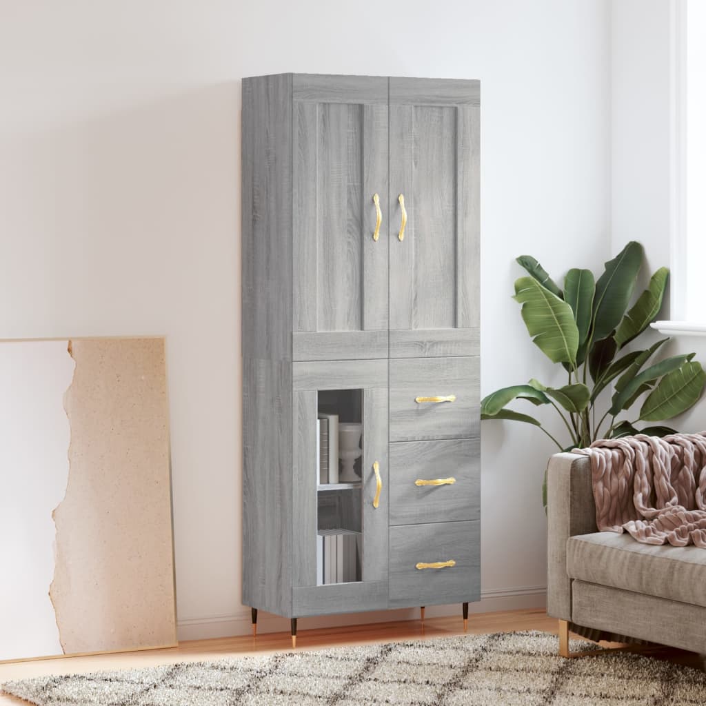 Highboard Grey Sonoma 69,5x34x180 cm Engineered Wood
