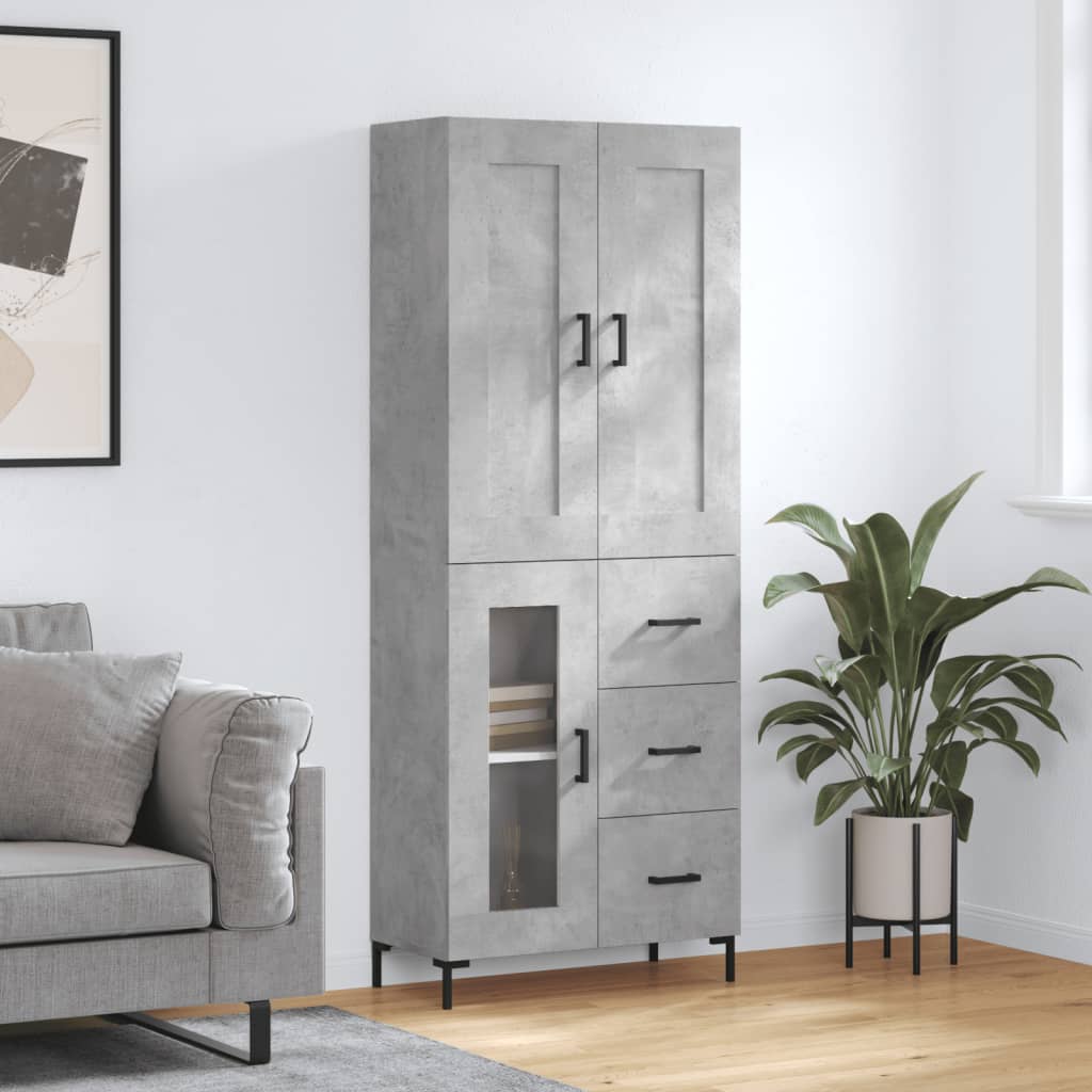 Highboard Concrete Grey 69,5x34x180 cm Engineered Wood