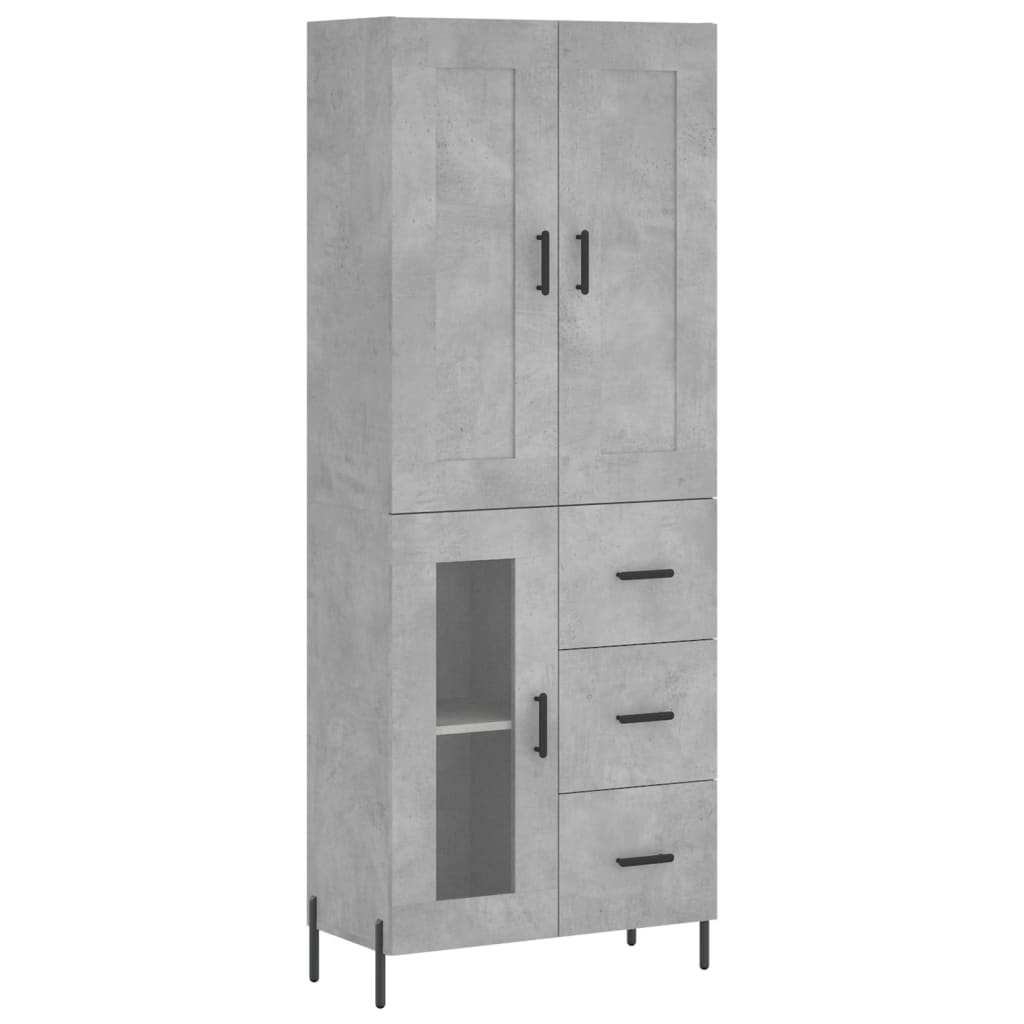 vidaXL Highboard Concrete Grey 69.5x34x180 cm Engineered Wood