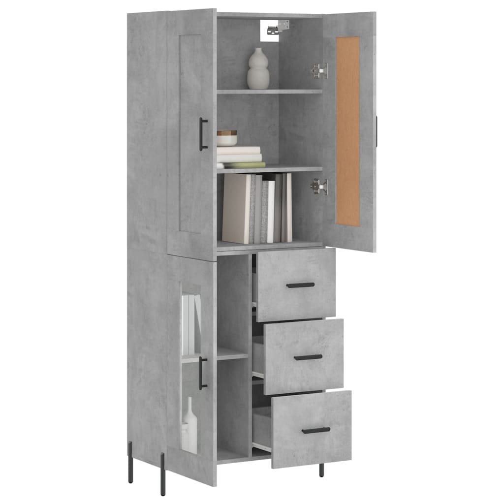 vidaXL Highboard Concrete Grey 69.5x34x180 cm Engineered Wood