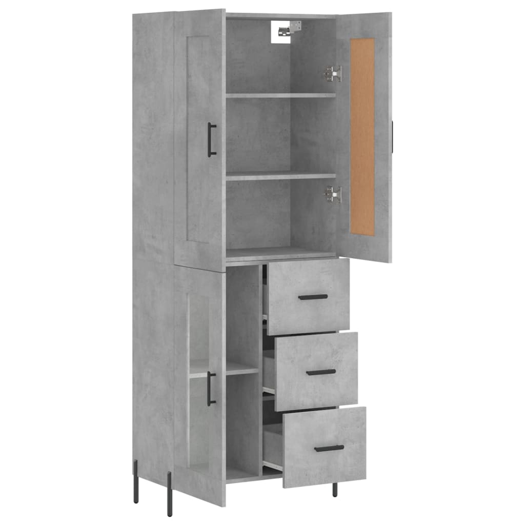 vidaXL Highboard Concrete Grey 69.5x34x180 cm Engineered Wood