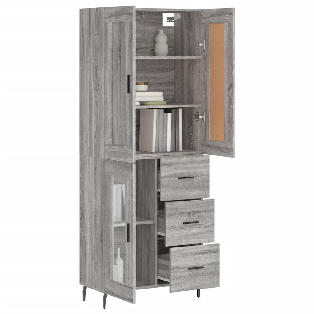 vidaXL Highboard Grey Sonoma 69.5x34x180 cm Engineered Wood