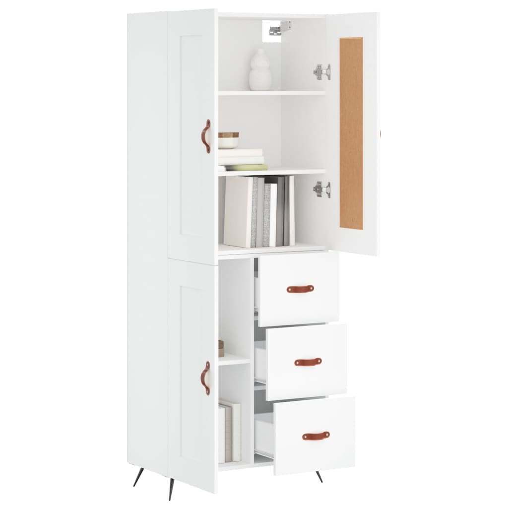 Highboard White 69,5x34x180 cm Engineered Wood