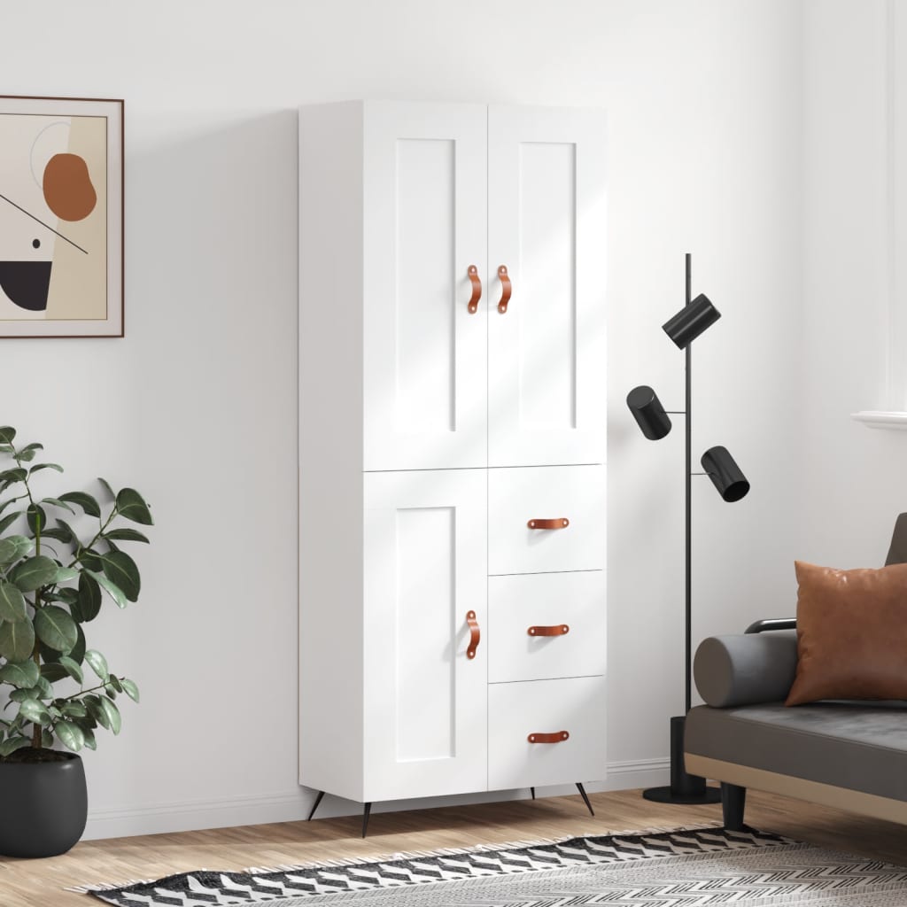 Highboard White 69,5x34x180 cm Engineered Wood
