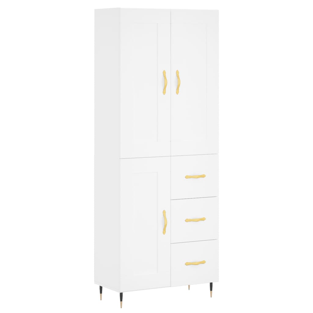 Highboard White 69,5x34x180 cm Engineered Wood