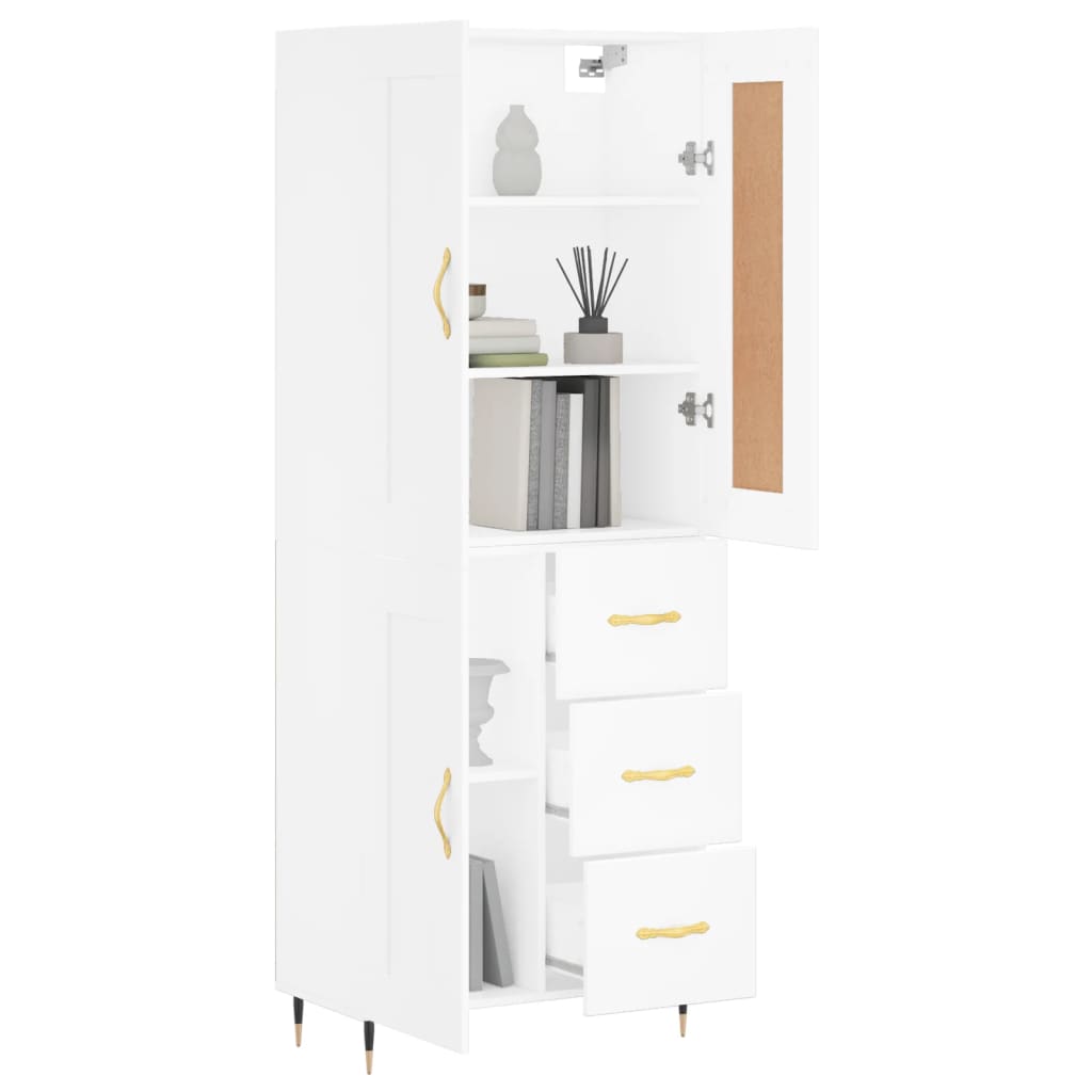 Highboard White 69,5x34x180 cm Engineered Wood