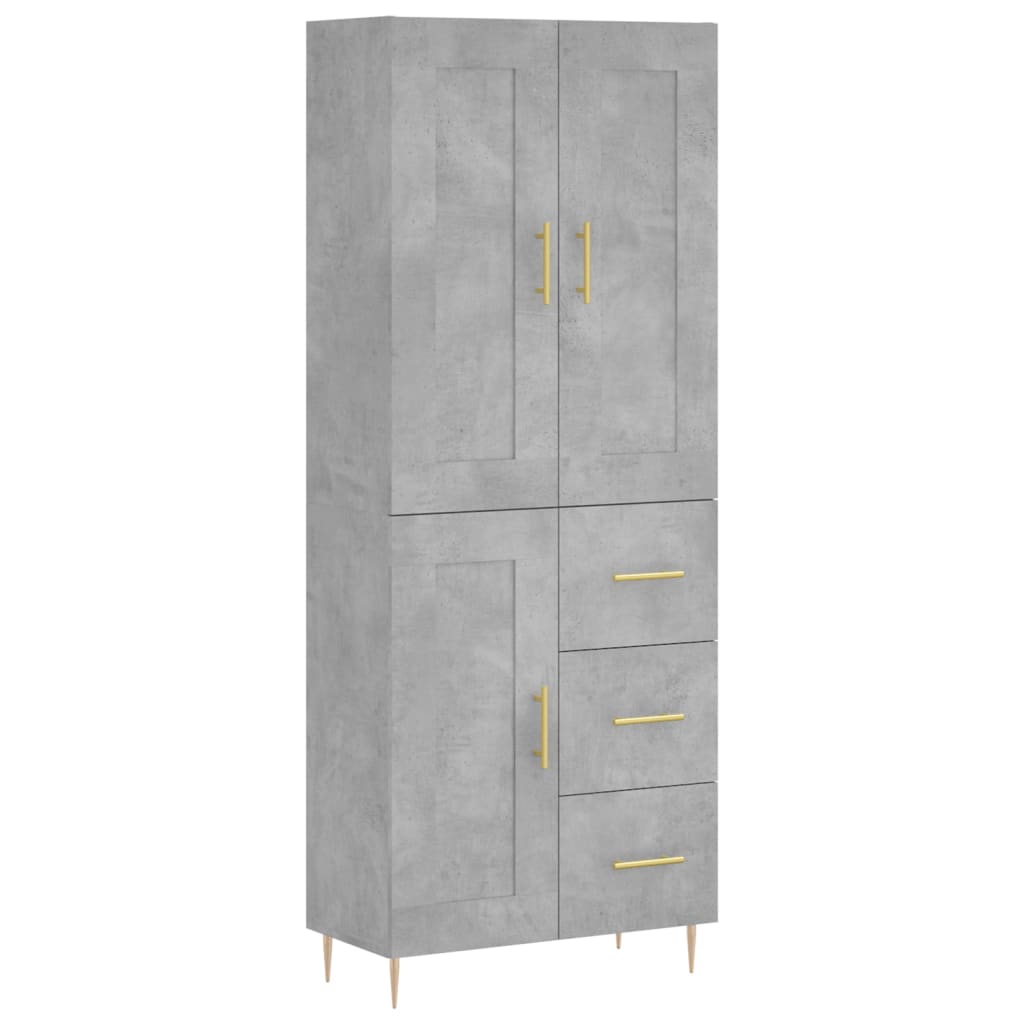 Highboard Concrete Grey 69.5x34x180 cm Engineered Wood