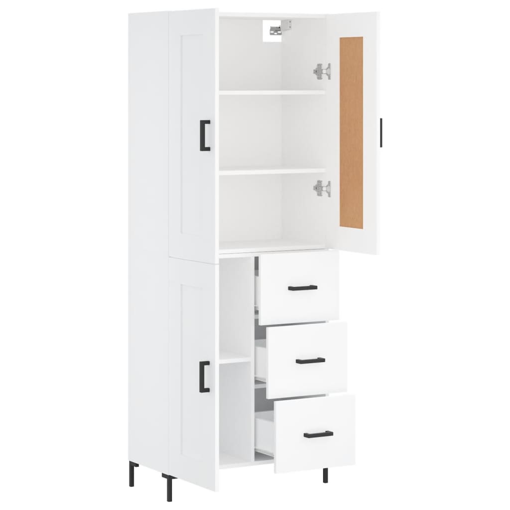 Highboard White 69,5x34x180 cm Engineered Wood