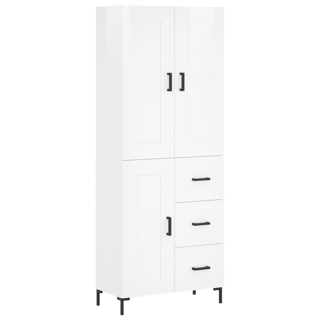 vidaXL Highboard High Gloss White 69.5x34x180 cm Engineered Wood