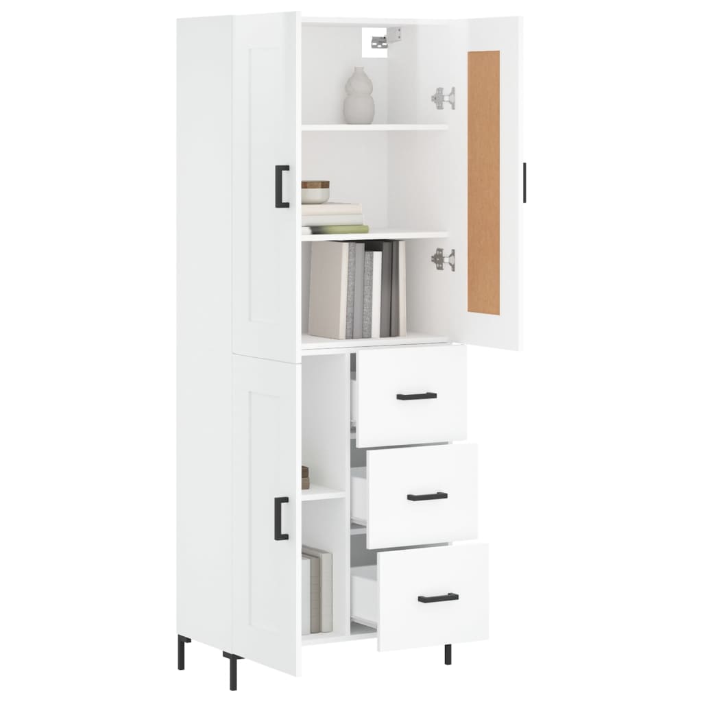 vidaXL Highboard High Gloss White 69.5x34x180 cm Engineered Wood