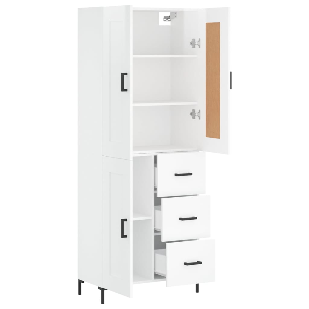 vidaXL Highboard High Gloss White 69.5x34x180 cm Engineered Wood