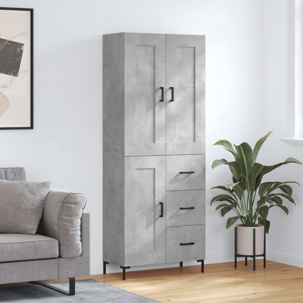 Highboard Concrete Grey 69,5x34x180 cm Engineered Wood