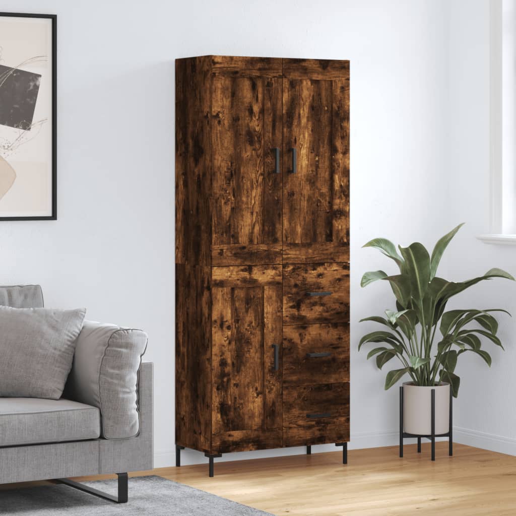 Highboard Smoked Oak 69,5x34x180 cm Engineered Wood