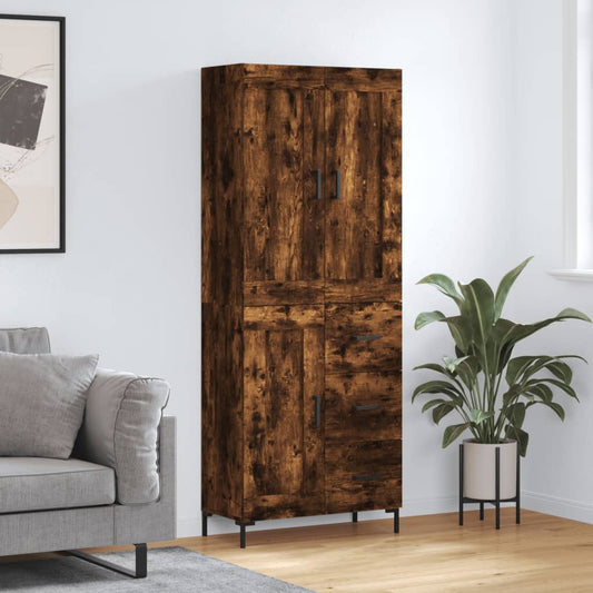 Highboard Smoked Oak 69,5x34x180 cm Engineered Wood