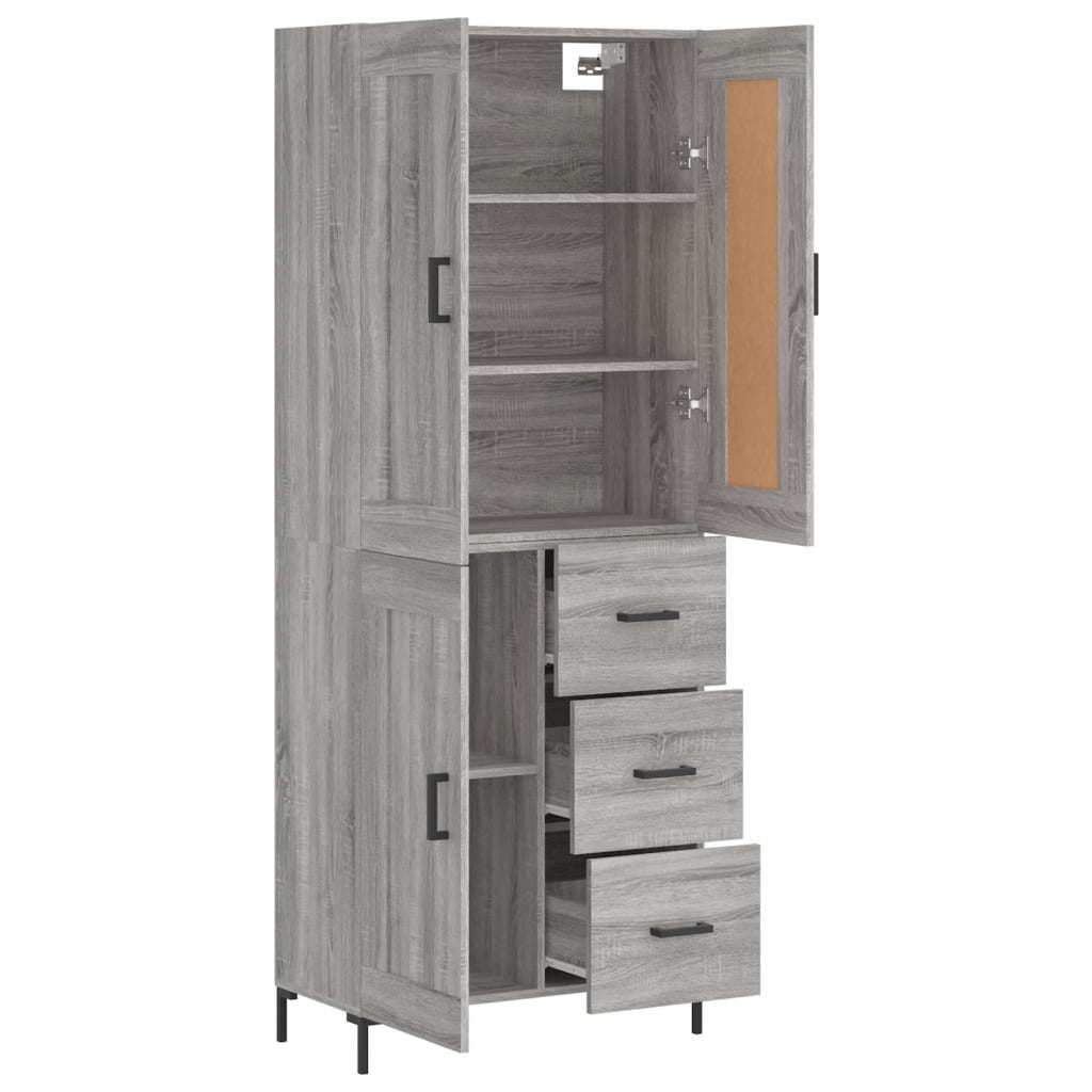 Highboard Grey Sonoma 69,5x34x180 cm Engineered Wood