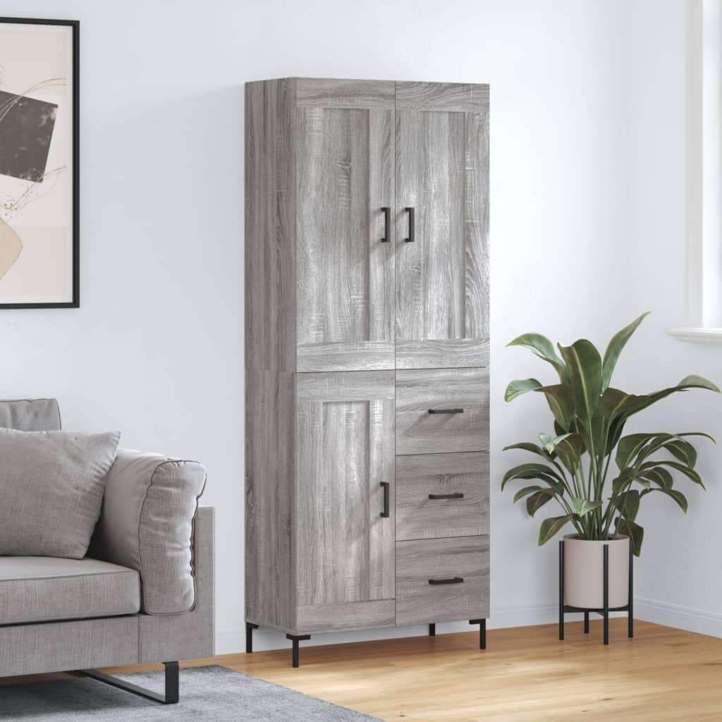 Highboard Grey Sonoma 69,5x34x180 cm Engineered Wood