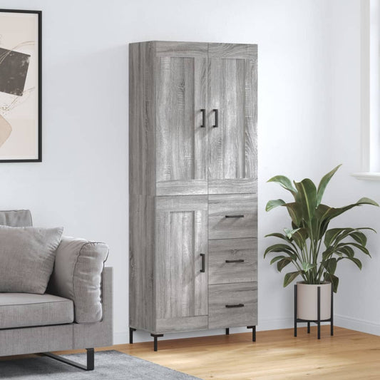 Highboard Grey Sonoma 69,5x34x180 cm Engineered Wood