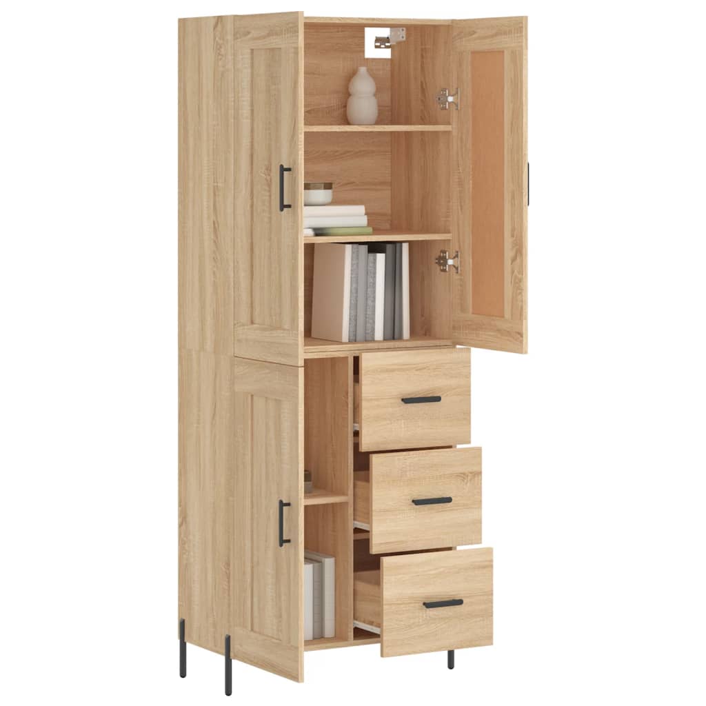 vidaXL Highboard Sonoma Oak 69.5x34x180 cm Engineered Wood