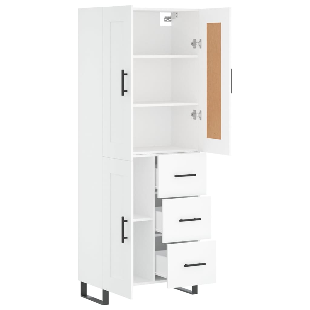 Highboard White 69,5x34x180 cm Engineered Wood