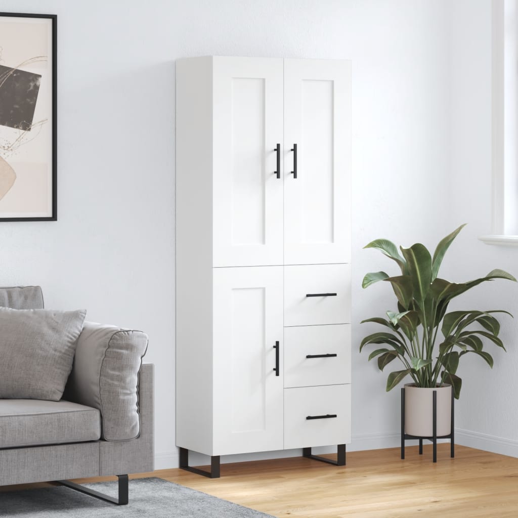 Highboard White 69,5x34x180 cm Engineered Wood