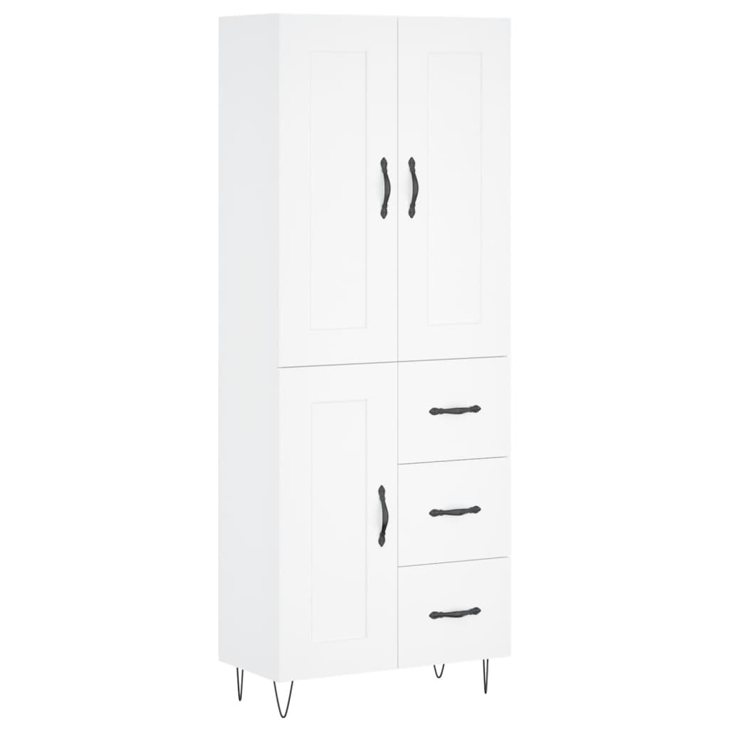 Highboard White 69,5x34x180 cm Engineered Wood
