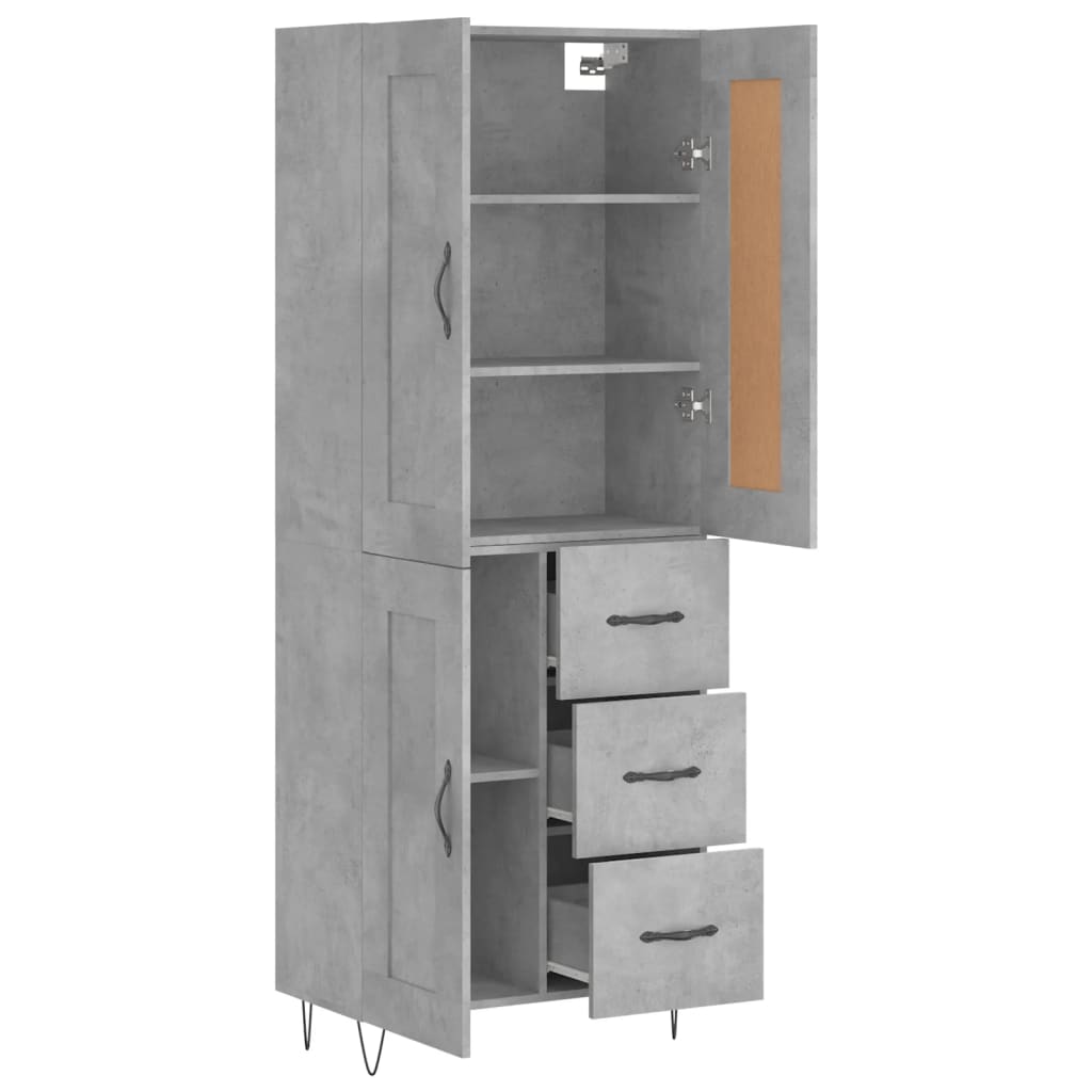 Highboard Concrete Grey 69,5x34x180 cm Engineered Wood