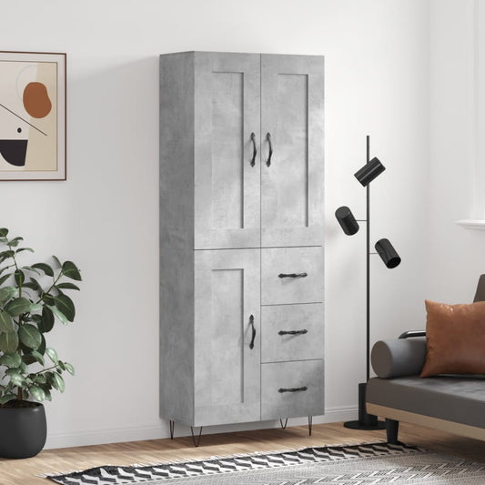 Highboard Concrete Grey 69,5x34x180 cm Engineered Wood