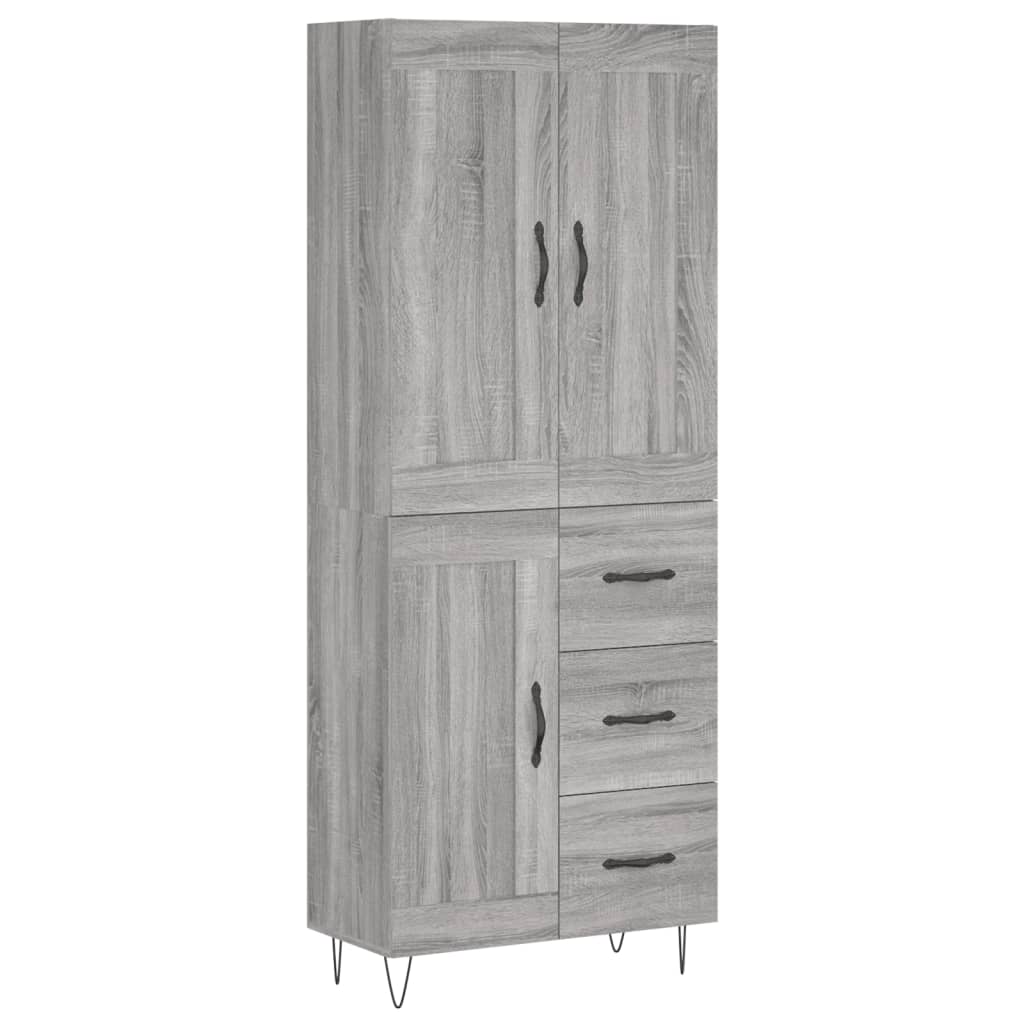 Highboard Grey Sonoma 69,5x34x180 cm Engineered Wood