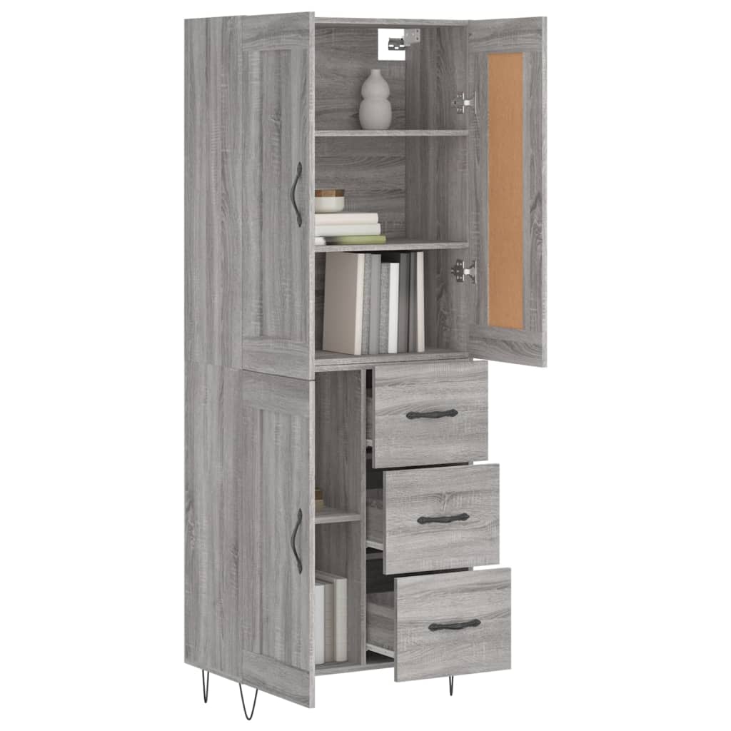 Highboard Grey Sonoma 69.5x34x180 cm Engineered Wood