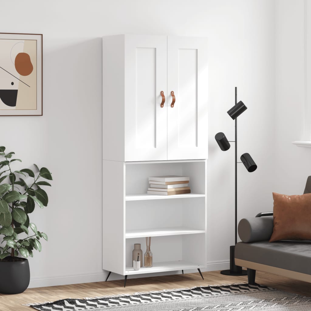 Highboard White 69,5x34x180 cm Engineered Wood