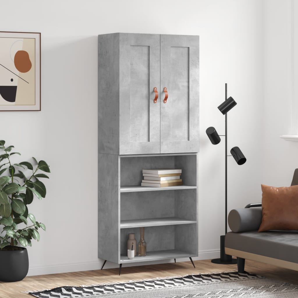 Highboard Concrete Grey 69,5x34x180 cm Engineered Wood