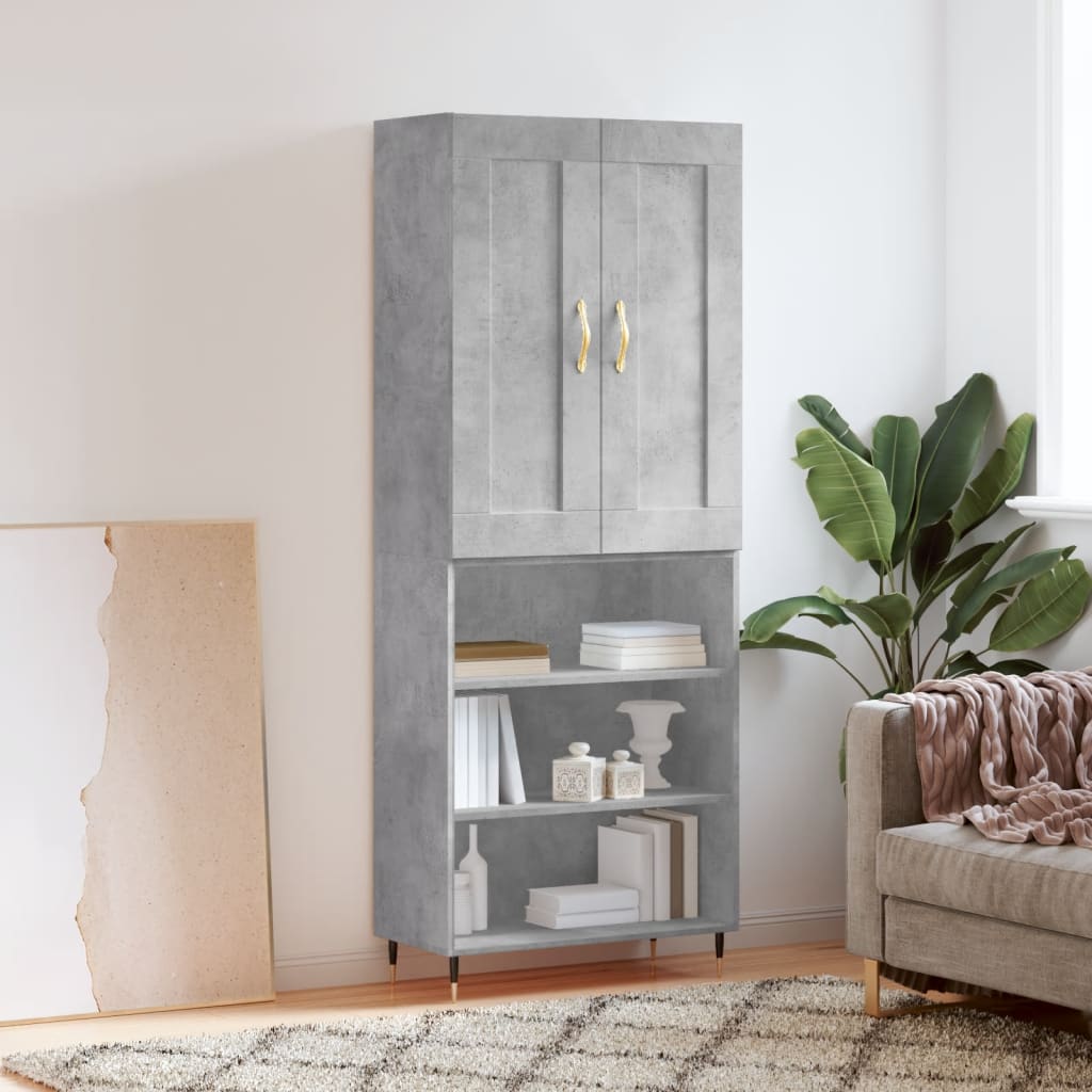Highboard Concrete Grey 69,5x34x180 cm Engineered Wood